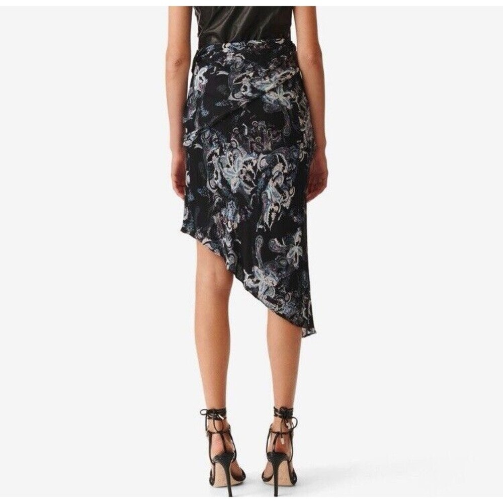IRO Cartina Draped Asymmetrical Skirt Black with Paisley Flower Print Sz 4/S NEW - Picture 10 of 10